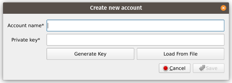 Create New Account Dialog