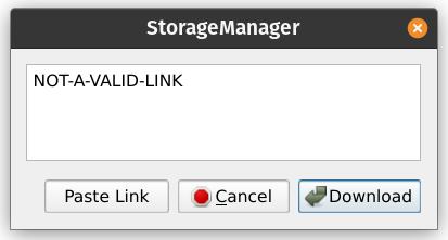 Create Download Dialog (Invalid Link)