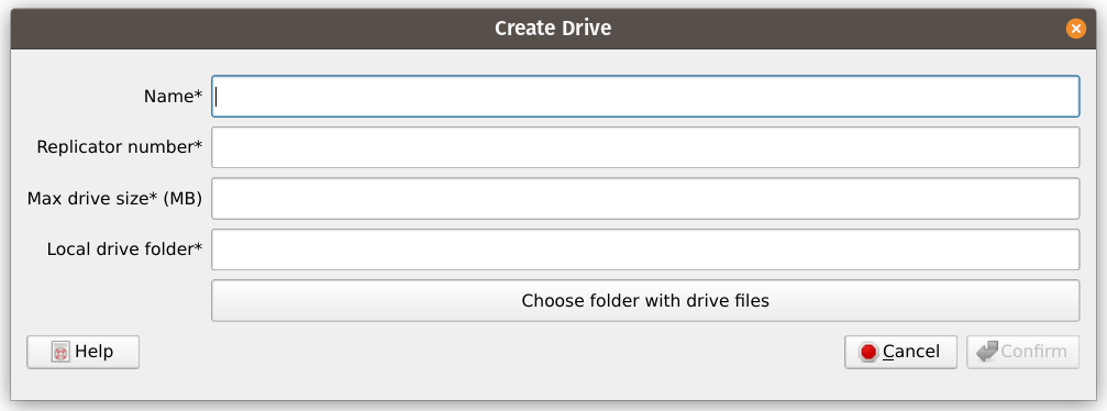 Create Drive Dialog