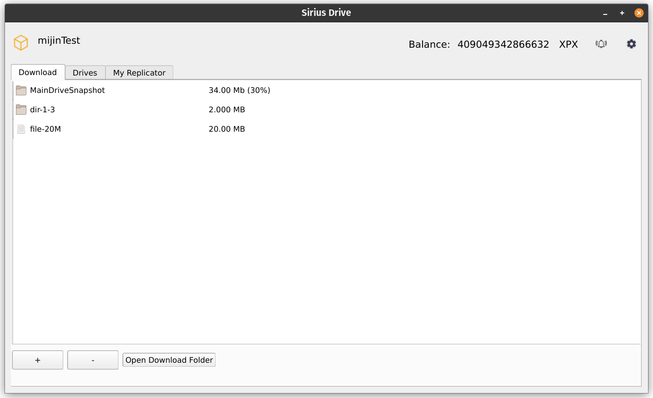 Storage User Application in Work (Download Tab)