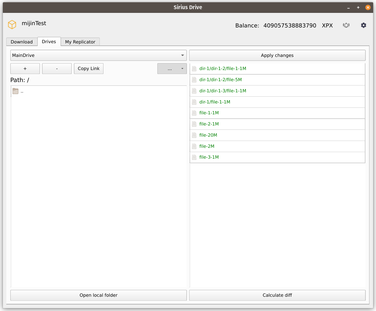 Main Window with Created Drive (Non-Empty Local Folder)