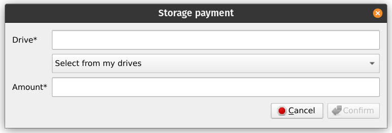 Storage Payment Dialog